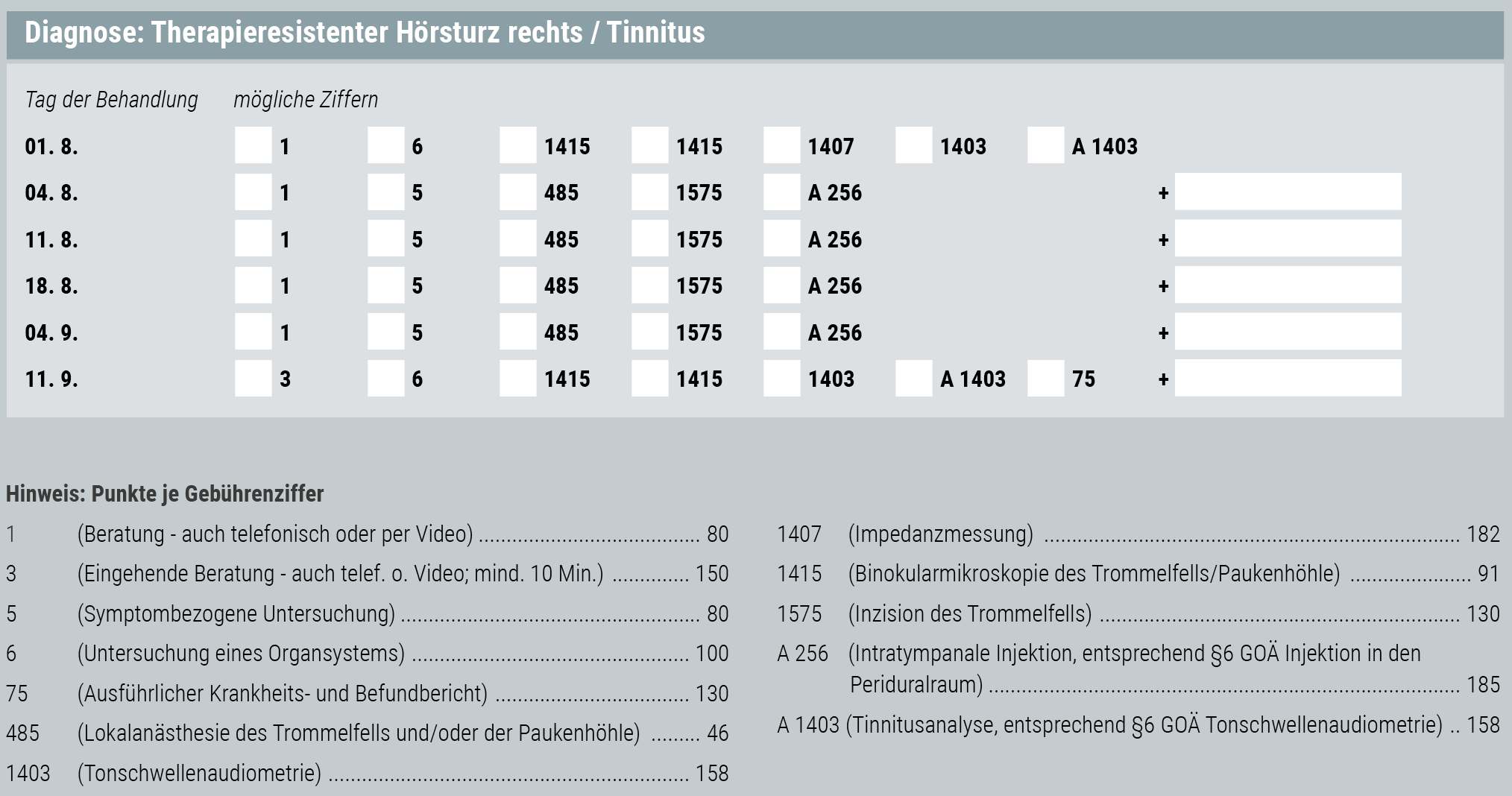 GOÄ-Quiz HNO - Frage Abrechnung Tinnitus
